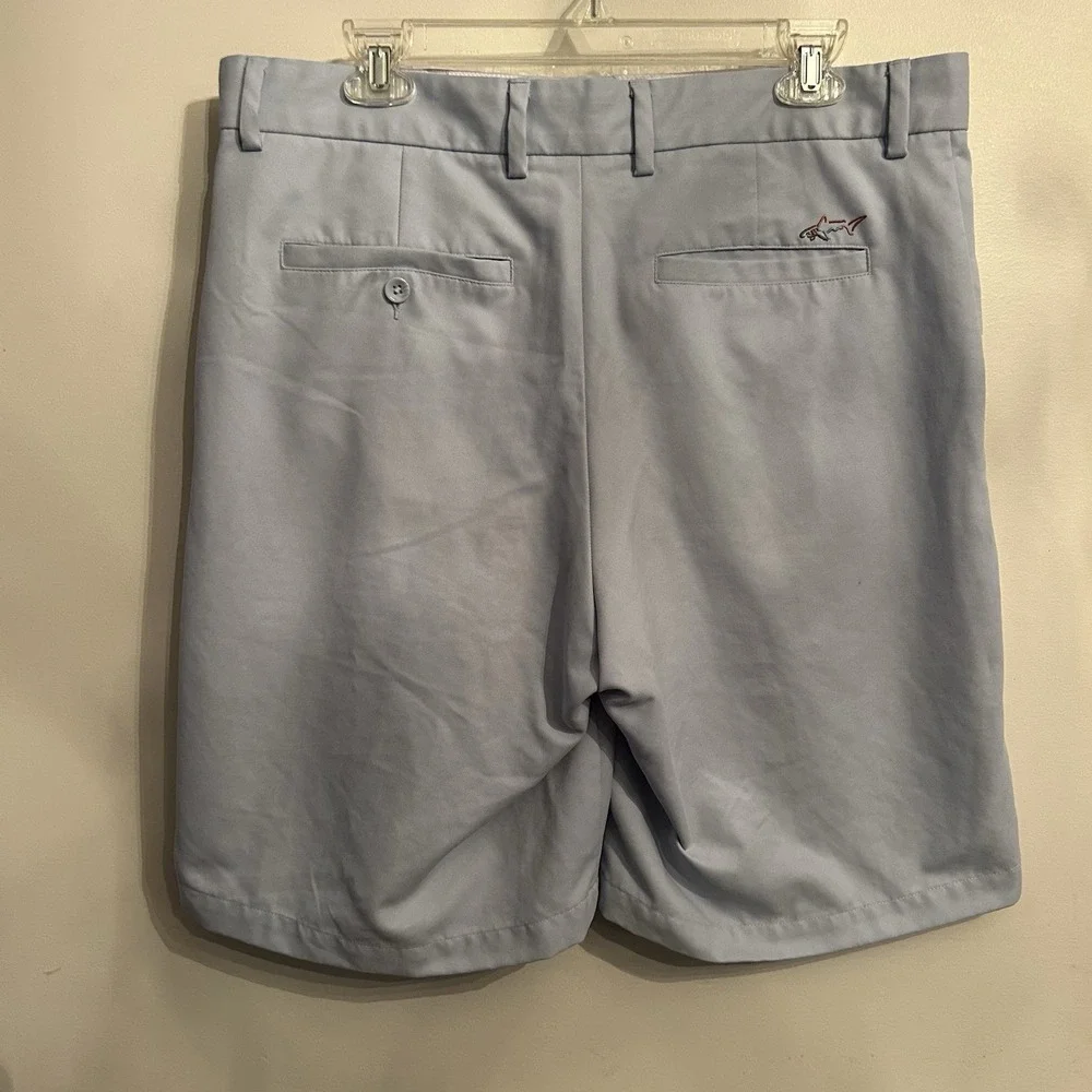 Greg Norman For Tasso Alba Men's Flat Front Chino Golf‎ Shorts Logo Blue 34
